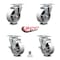Service Caster 4 Inch Semi Steel Wheel Swivel Top Plate Caster Set with 2 Brakes SCC SCC-20S415-SSR-2-TLB-2 - alternate 3